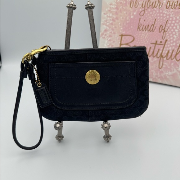 Coach Handbags - Coach (Y2K) Black Signature C Print Wristlet